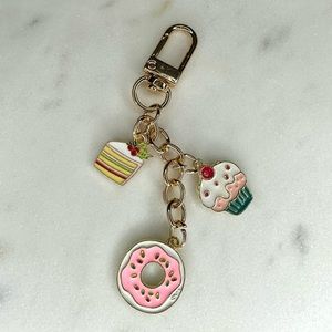 Cake Donut Cupcake Keychain Sweet Treats Accessory Pendants Bag Charm Gold